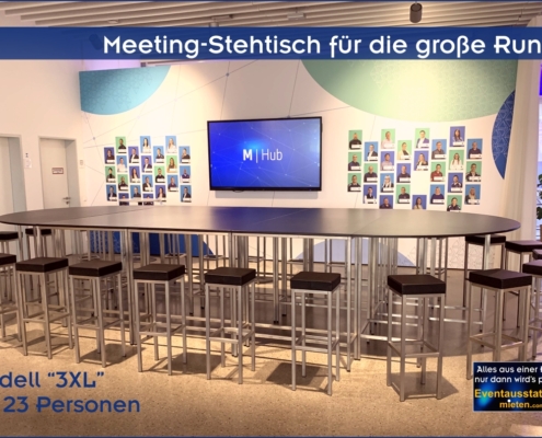 Meeting-Stehtisch 3XL für 23 Personen schwarz Verleih Bayern Eventausstattung Oberbayern, Niederbayern, Schwaben, Oberpfalz und Franken
