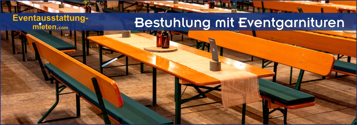 Eventgarnitur mieten = Bierzeltgarnituren mit Lehnen Bayern Premium Eventgarnitur mit Rückenlehne und 70cm breitem Tisch für Firmenfeste in Bayern