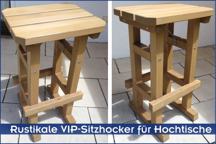 Besonders massive Sitzhocker aus Holz rustikal für VIP-Gäste